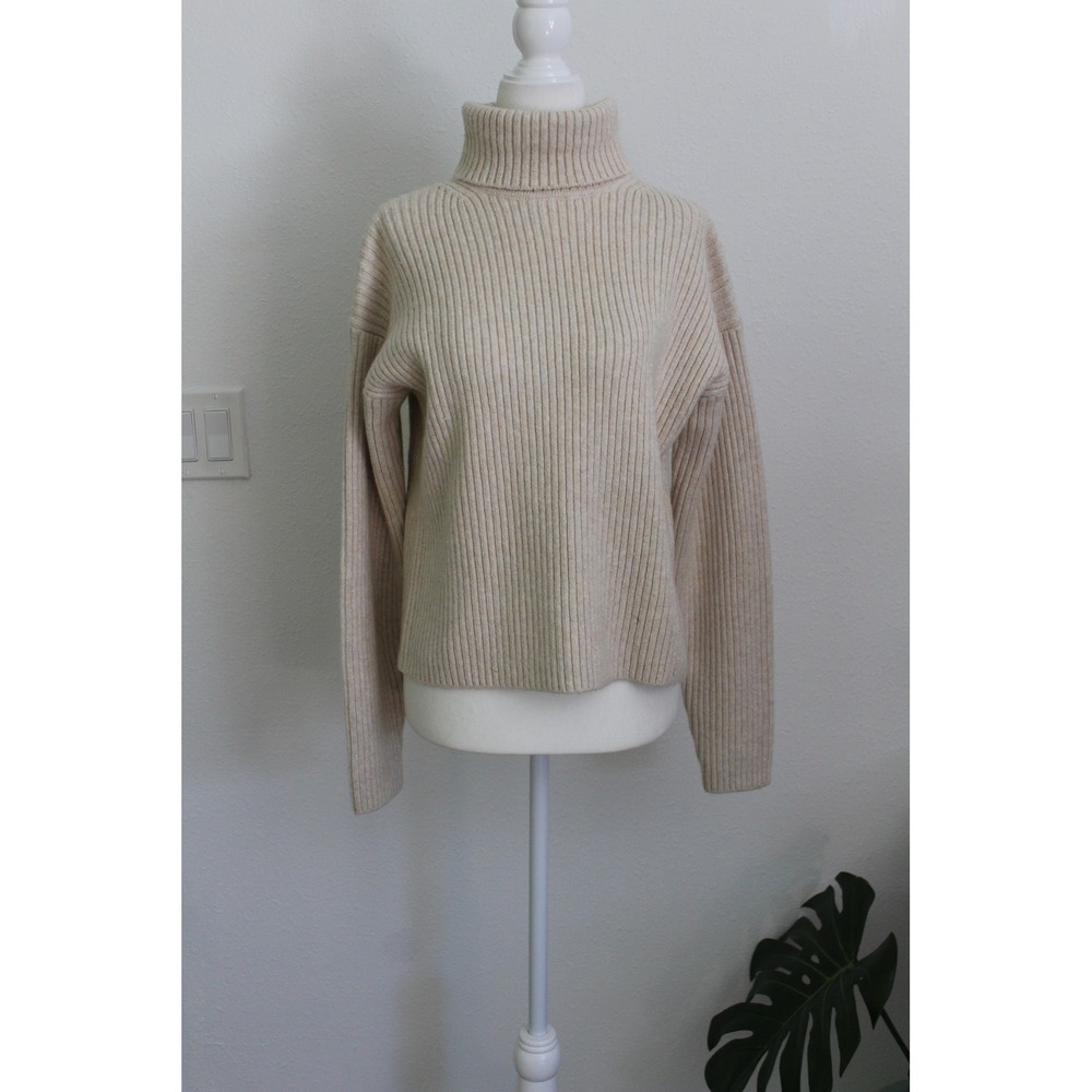 Marine Layer Isadora Turtleneck Sweater Cream Ribbed Knit Merino Wool XS NWT